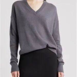 Nordstrom Women’s Gray Purple V-Neck Sweater